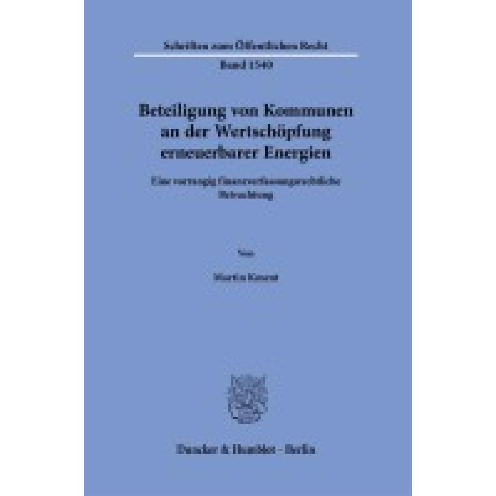 Kment, Martin: Beteiligung von Kommunen an der Wertschöpfung erneuerbarer Energien